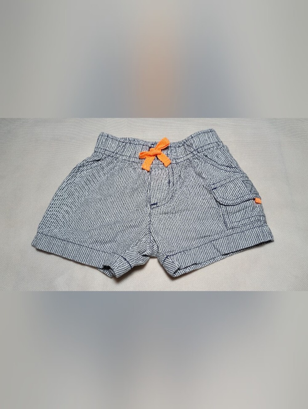 Carter's Blue & White Striped Shorts with Orange Bow